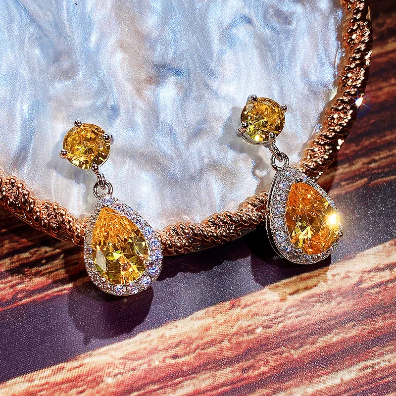 CAOSHI Luxury Female Dangle Earrings Bright Crystal Zirconia Stone 5 Colors Available Noble Women Party Accessories Jewelry Gift