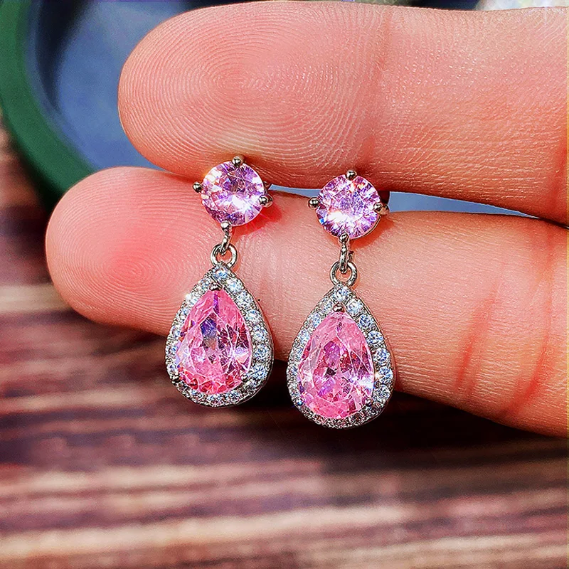 CAOSHI Luxury Female Dangle Earrings Bright Crystal Zirconia Stone 5 Colors Available Noble Women Party Accessories Jewelry Gift
