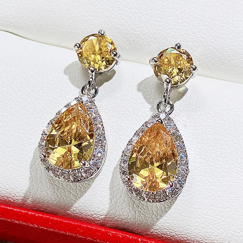 CAOSHI Luxury Female Dangle Earrings Bright Crystal Zirconia Stone 5 Colors Available Noble Women Party Accessories Jewelry Gift
