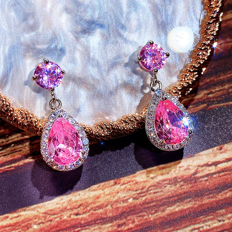 CAOSHI Luxury Female Dangle Earrings Bright Crystal Zirconia Stone 5 Colors Available Noble Women Party Accessories Jewelry Gift