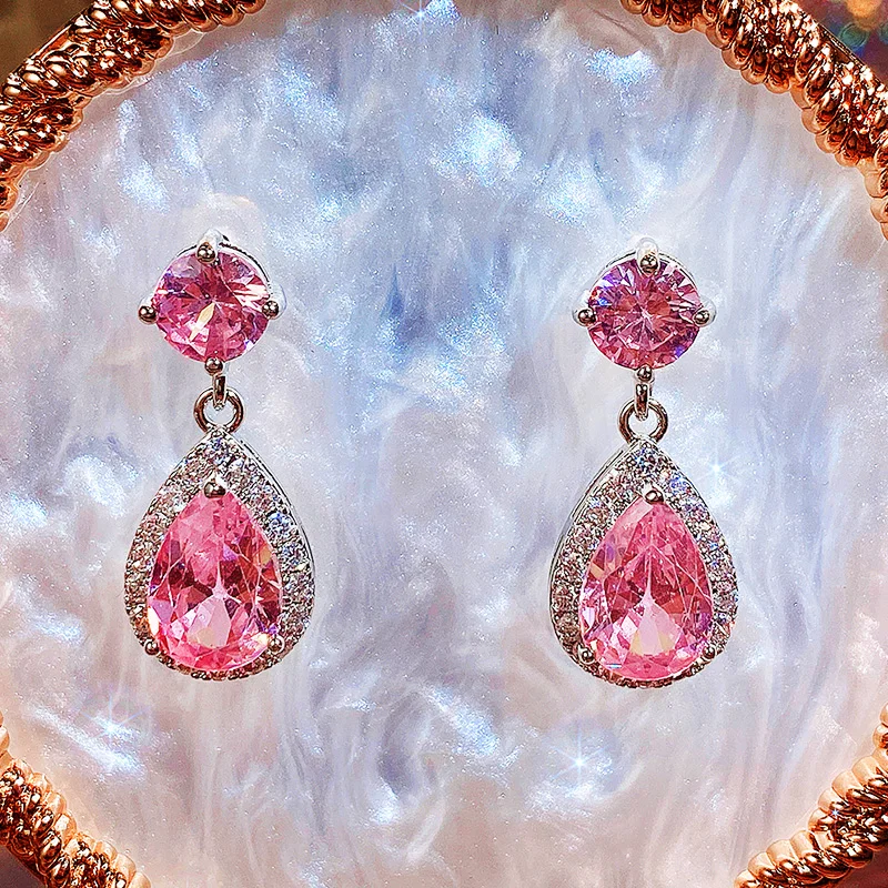 CAOSHI Luxury Female Dangle Earrings Bright Crystal Zirconia Stone 5 Colors Available Noble Women Party Accessories Jewelry Gift