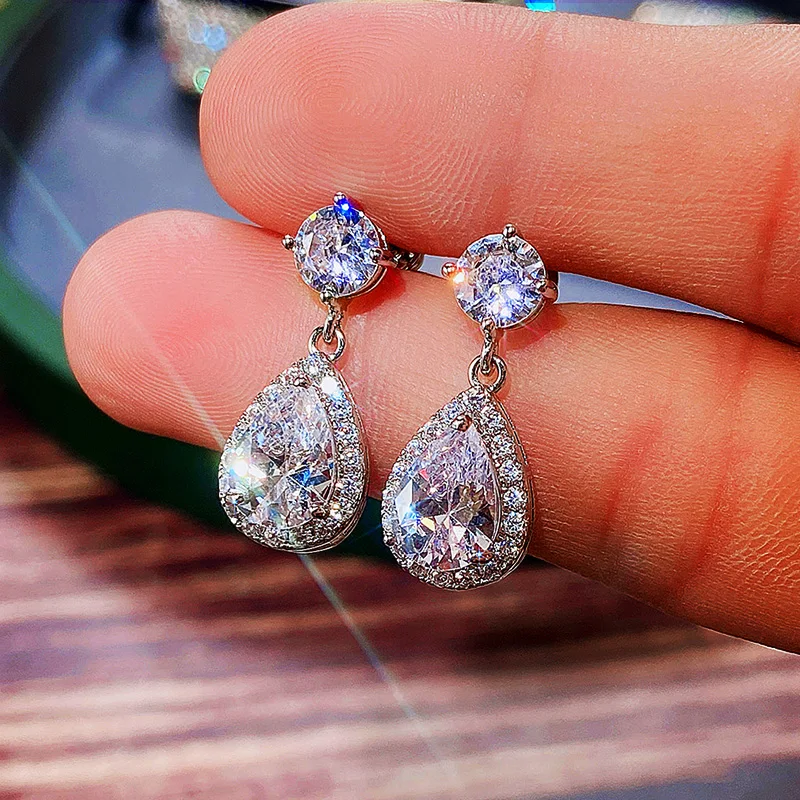 CAOSHI Luxury Female Dangle Earrings Bright Crystal Zirconia Stone 5 Colors Available Noble Women Party Accessories Jewelry Gift