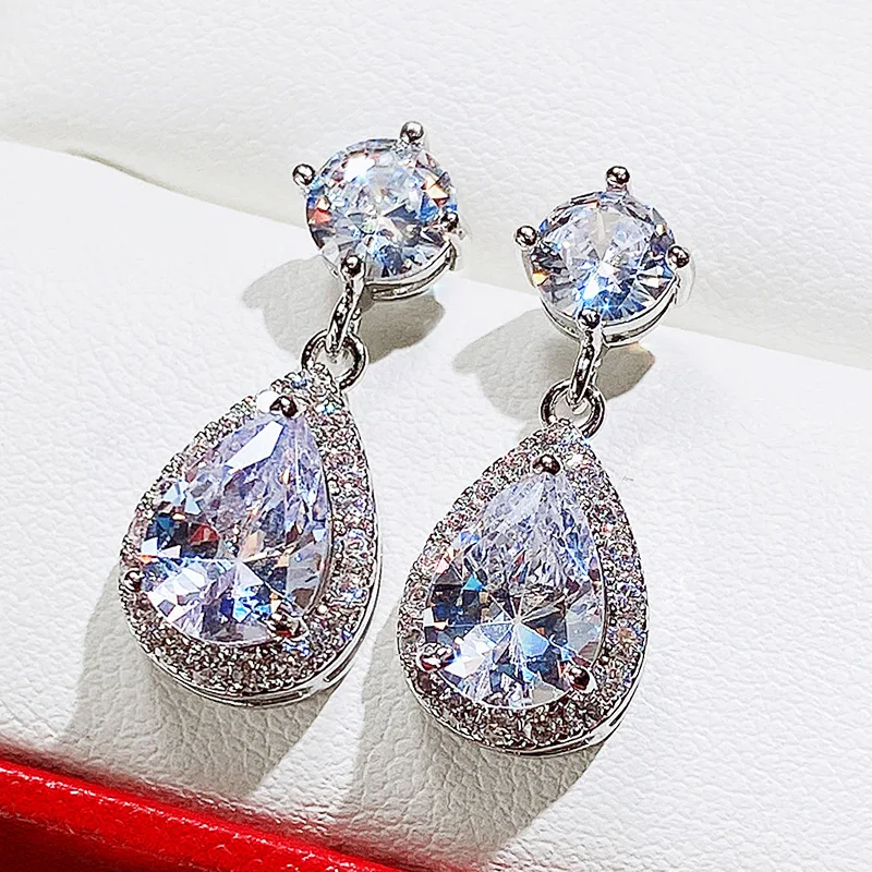 CAOSHI Luxury Female Dangle Earrings Bright Crystal Zirconia Stone 5 Colors Available Noble Women Party Accessories Jewelry Gift