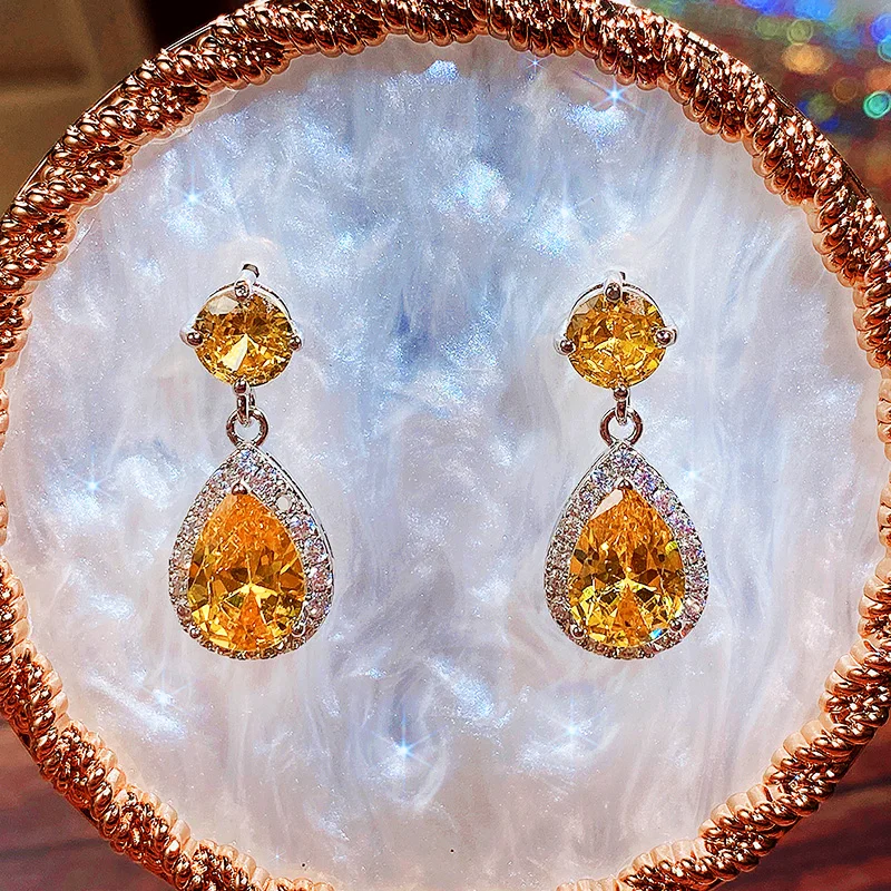 CAOSHI Luxury Female Dangle Earrings Bright Crystal Zirconia Stone 5 Colors Available Noble Women Party Accessories Jewelry Gift