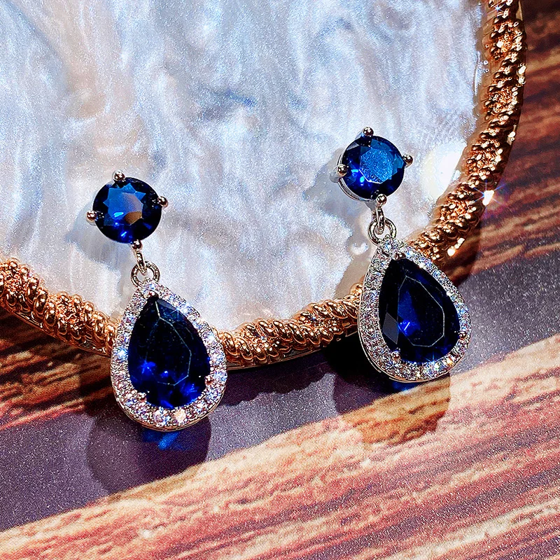CAOSHI Luxury Female Dangle Earrings Bright Crystal Zirconia Stone 5 Colors Available Noble Women Party Accessories Jewelry Gift