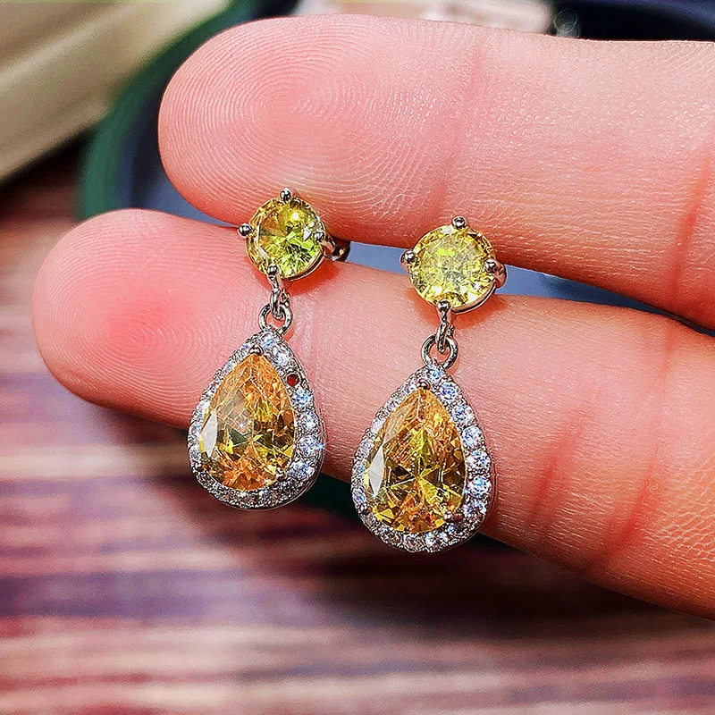 CAOSHI Luxury Female Dangle Earrings Bright Crystal Zirconia Stone 5 Colors Available Noble Women Party Accessories Jewelry Gift