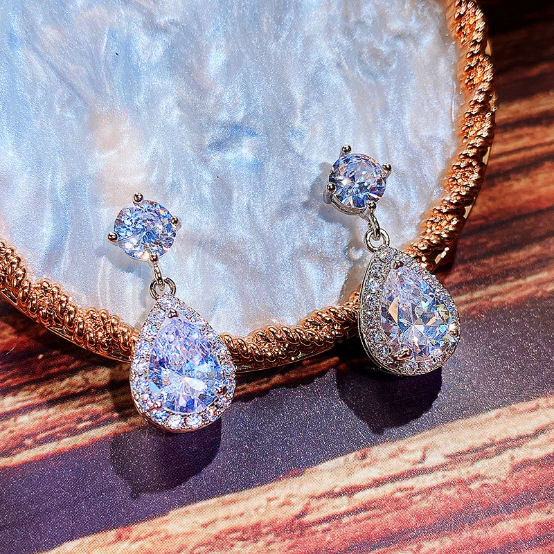 CAOSHI Luxury Female Dangle Earrings Bright Crystal Zirconia Stone 5 Colors Available Noble Women Party Accessories Jewelry Gift