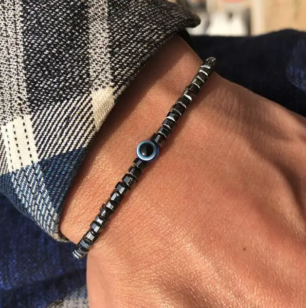 Minimalist Evil Eye Bracelet Men Female Charm 4mm Natural Stone Braslet Tiger Eyes Braclet For Male Yoga Jewelry Pulsera Hombre