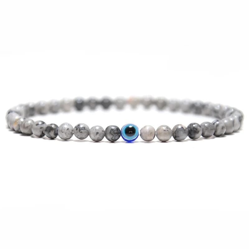 Minimalist Evil Eye Bracelet Men Female Charm 4mm Natural Stone Braslet Tiger Eyes Braclet For Male Yoga Jewelry Pulsera Hombre
