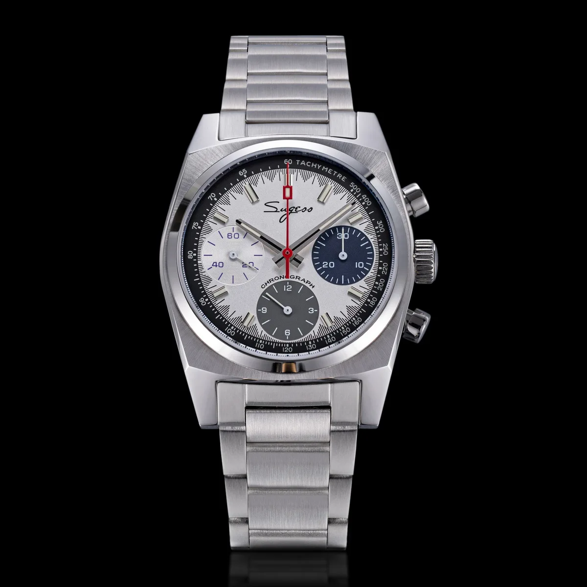 Sugess Chronograph Master Mens Watch 37mm ST1902 Swanneck Movement Mechanical Wristwatch Sapphire Crystal Waterproof S419-2 New