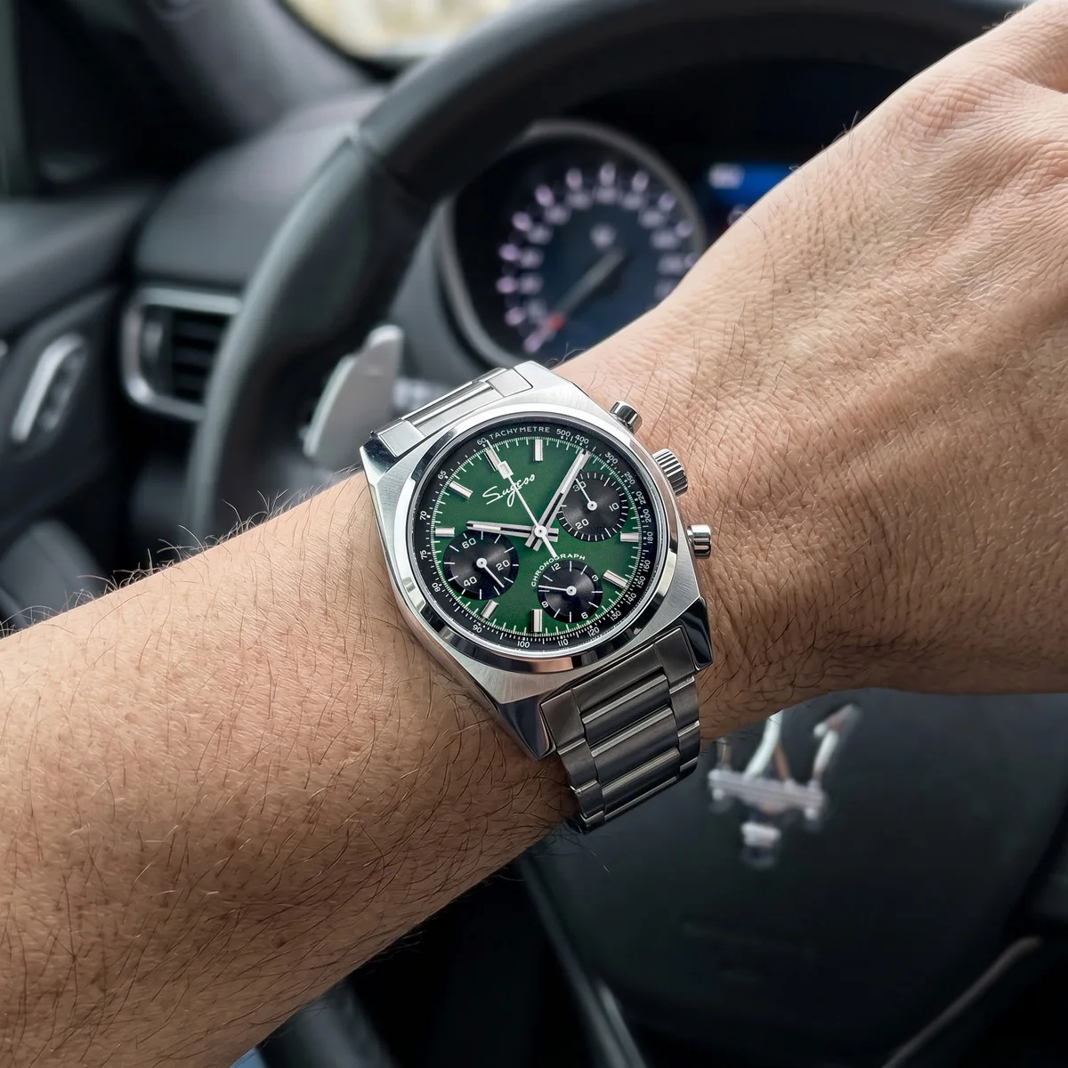 Sugess Chronograph Master Mens Watch 37mm ST1902 Swanneck Movement Mechanical Wristwatch Sapphire Crystal Waterproof S419-2 New