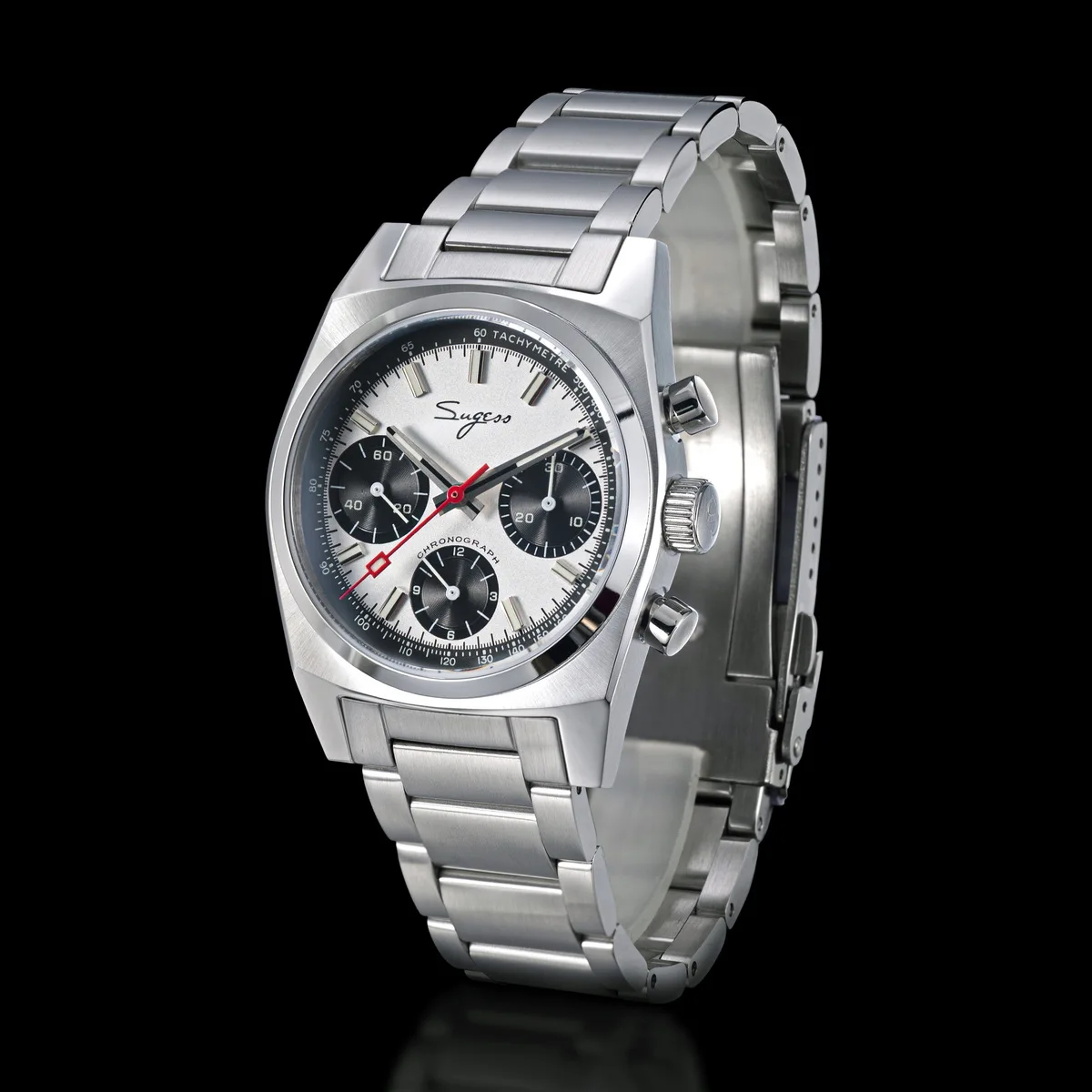 Sugess Chronograph Master Mens Watch 37mm ST1902 Swanneck Movement Mechanical Wristwatch Sapphire Crystal Waterproof S419-2 New