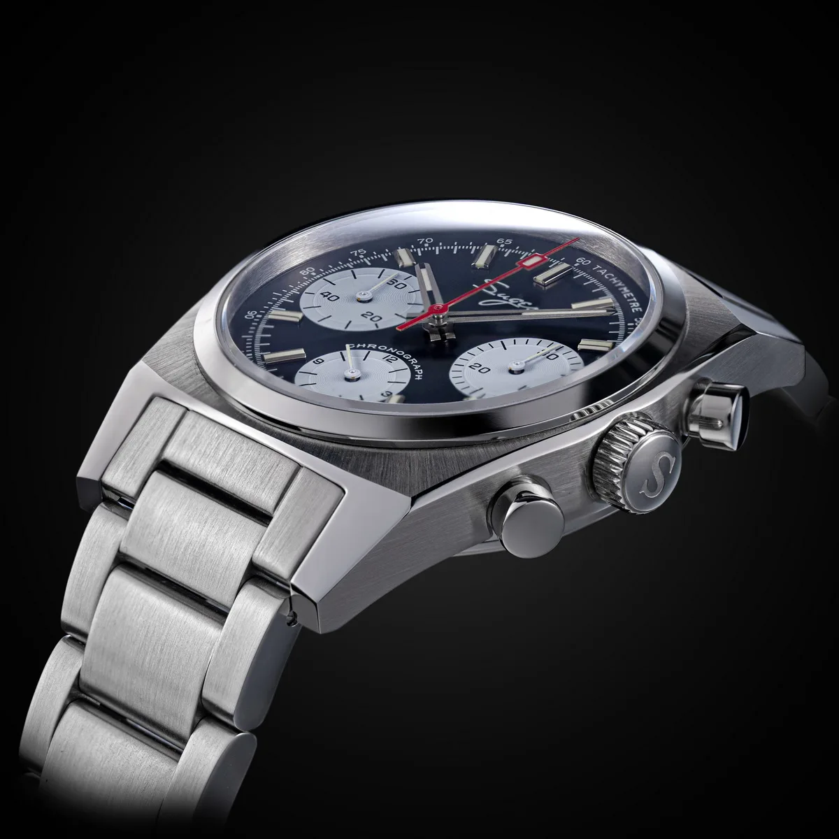 Sugess Chronograph Master Mens Watch 37mm ST1902 Swanneck Movement Mechanical Wristwatch Sapphire Crystal Waterproof S419-2 New