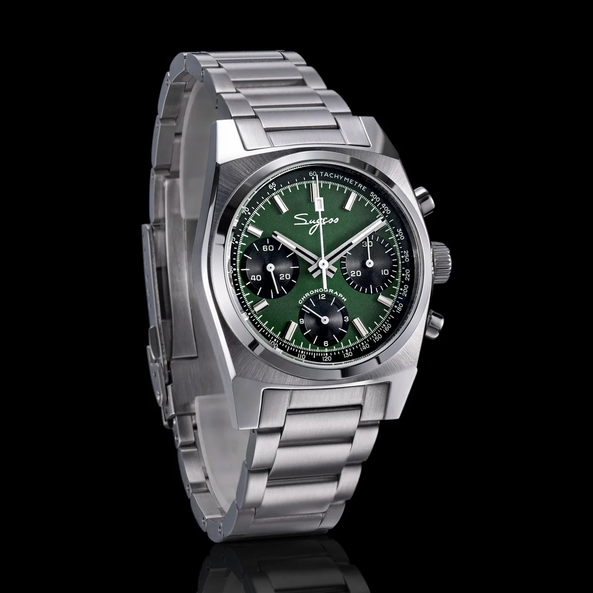 Sugess Chronograph Master Mens Watch 37mm ST1902 Swanneck Movement Mechanical Wristwatch Sapphire Crystal Waterproof S419-2 New