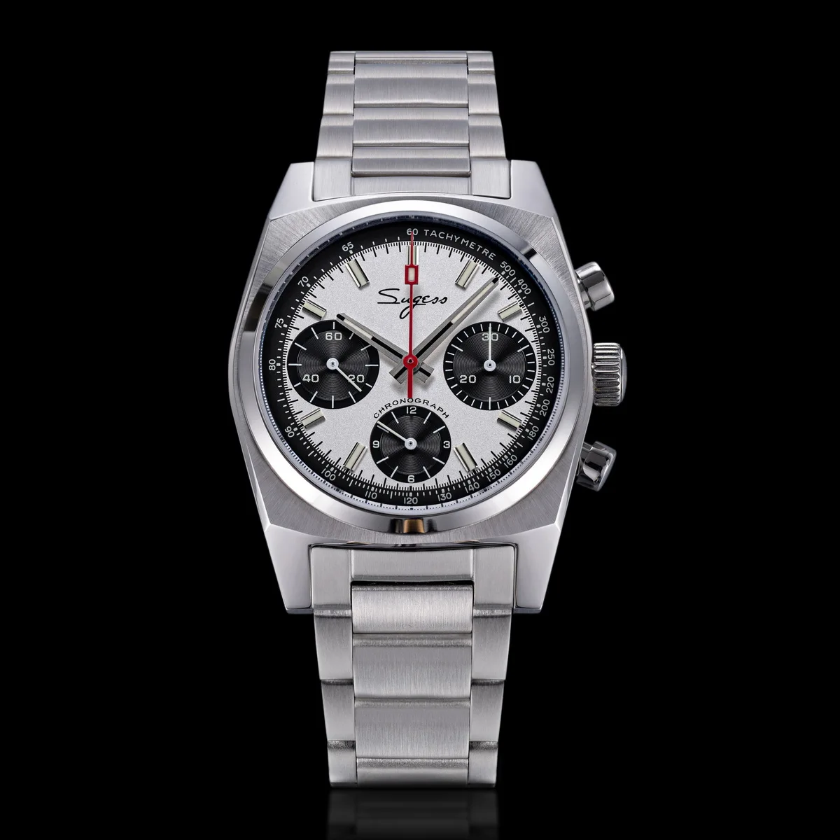 Sugess Chronograph Master Mens Watch 37mm ST1902 Swanneck Movement Mechanical Wristwatch Sapphire Crystal Waterproof S419-2 New