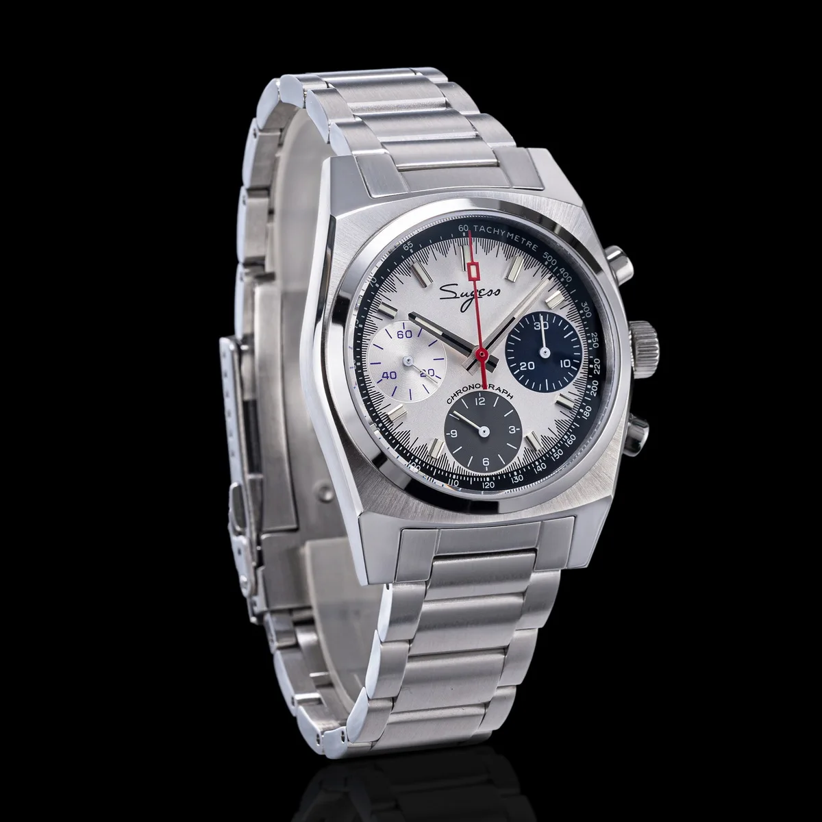 Sugess Chronograph Master Mens Watch 37mm ST1902 Swanneck Movement Mechanical Wristwatch Sapphire Crystal Waterproof S419-2 New