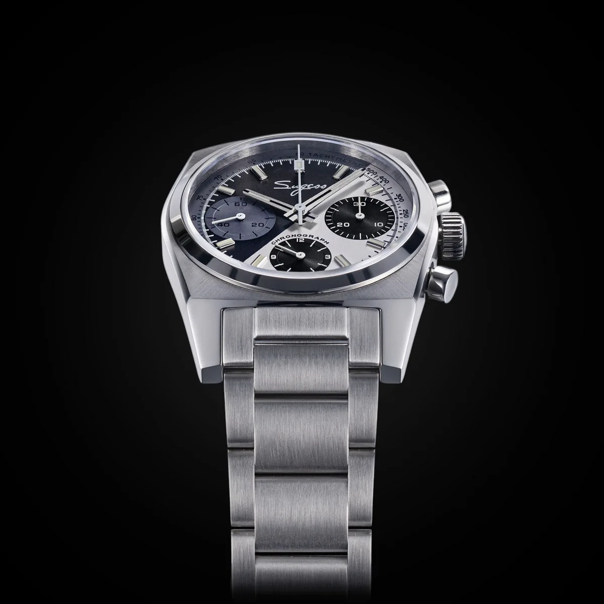Sugess Chronograph Master Mens Watch 37mm ST1902 Swanneck Movement Mechanical Wristwatch Sapphire Crystal Waterproof S419-2 New