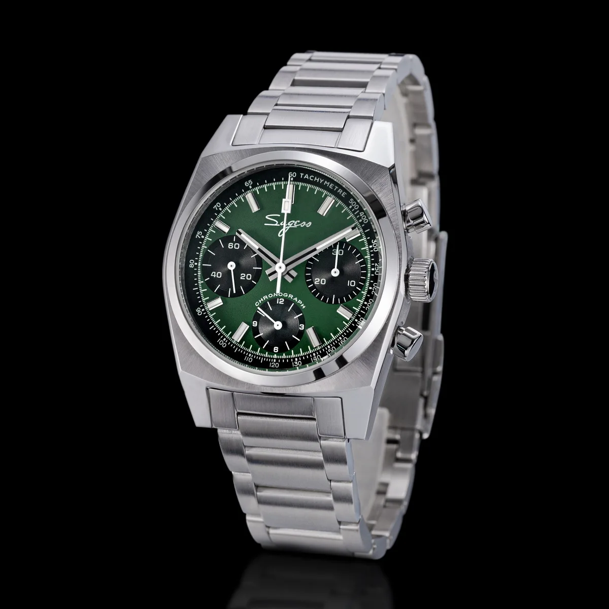 Sugess Chronograph Master Mens Watch 37mm ST1902 Swanneck Movement Mechanical Wristwatch Sapphire Crystal Waterproof S419-2 New