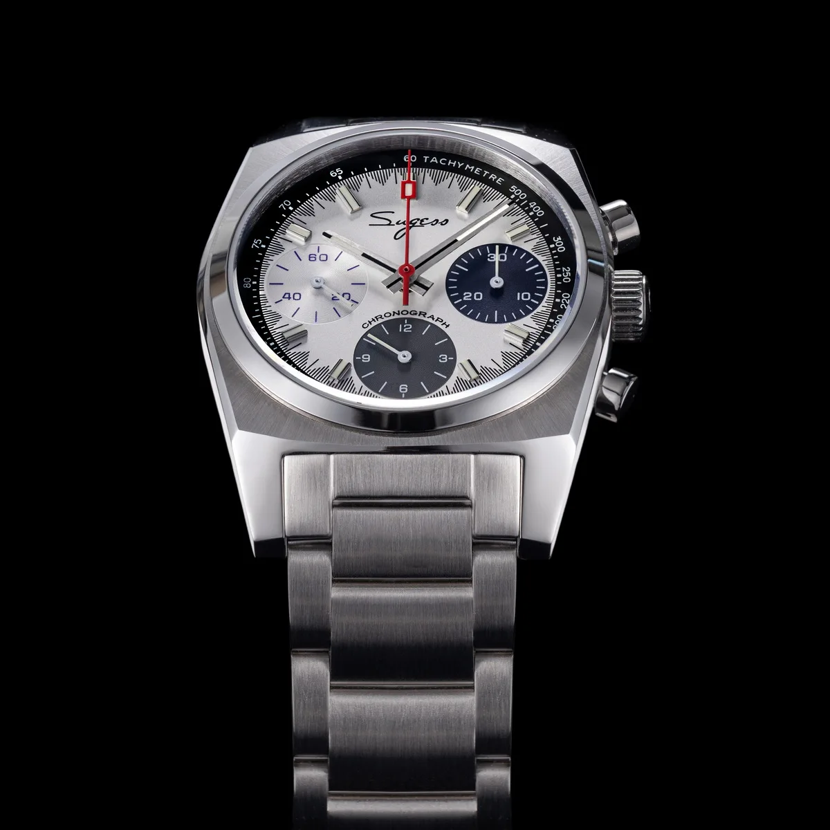 Sugess Chronograph Master Mens Watch 37mm ST1902 Swanneck Movement Mechanical Wristwatch Sapphire Crystal Waterproof S419-2 New