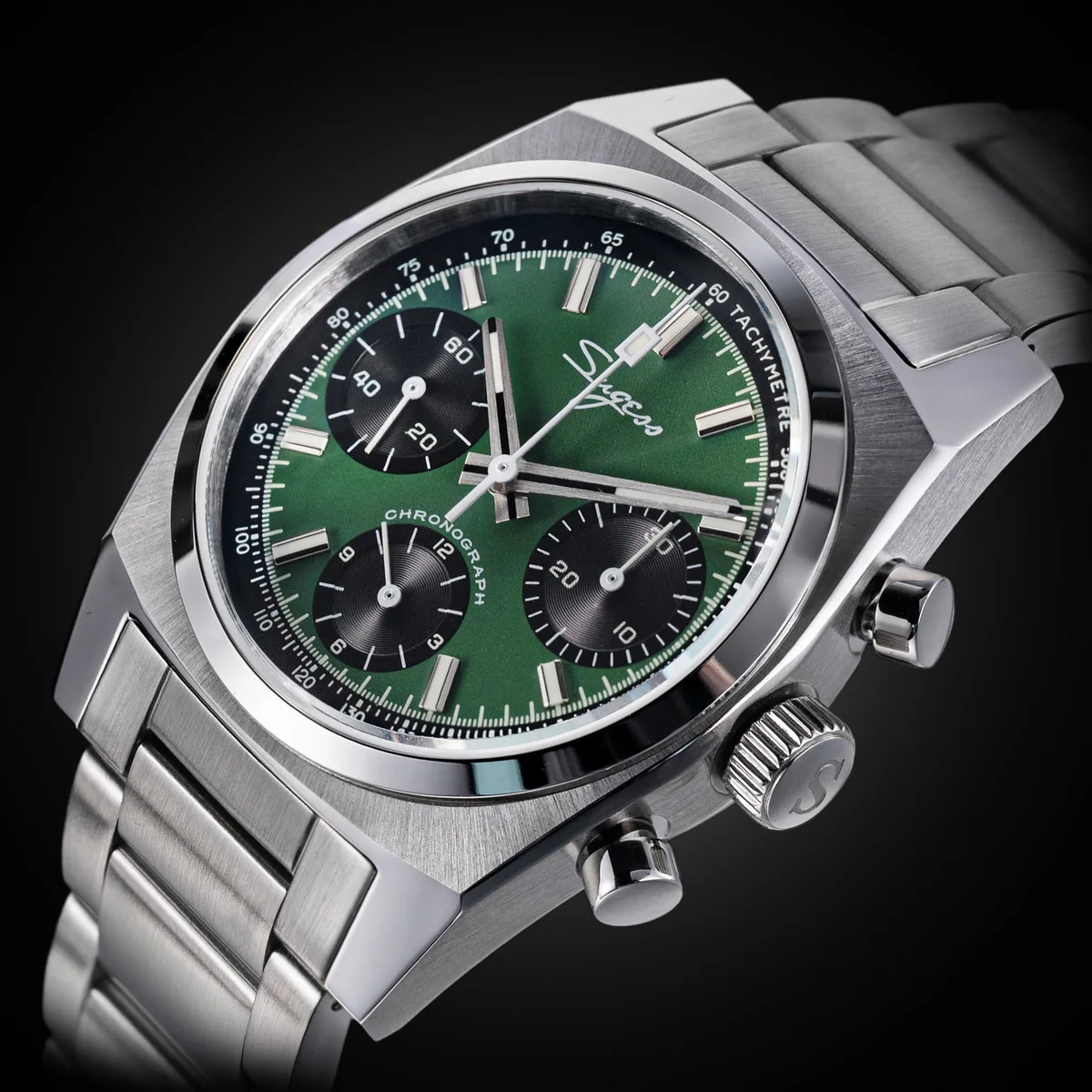 Sugess Chronograph Master Mens Watch 37mm ST1902 Swanneck Movement Mechanical Wristwatch Sapphire Crystal Waterproof S419-2 New