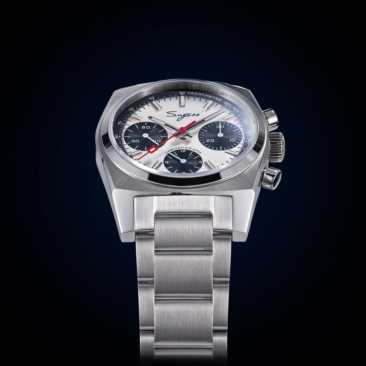 Sugess Chronograph Master Mens Watch 37mm ST1902 Swanneck Movement Mechanical Wristwatch Sapphire Crystal Waterproof S419-2 New
