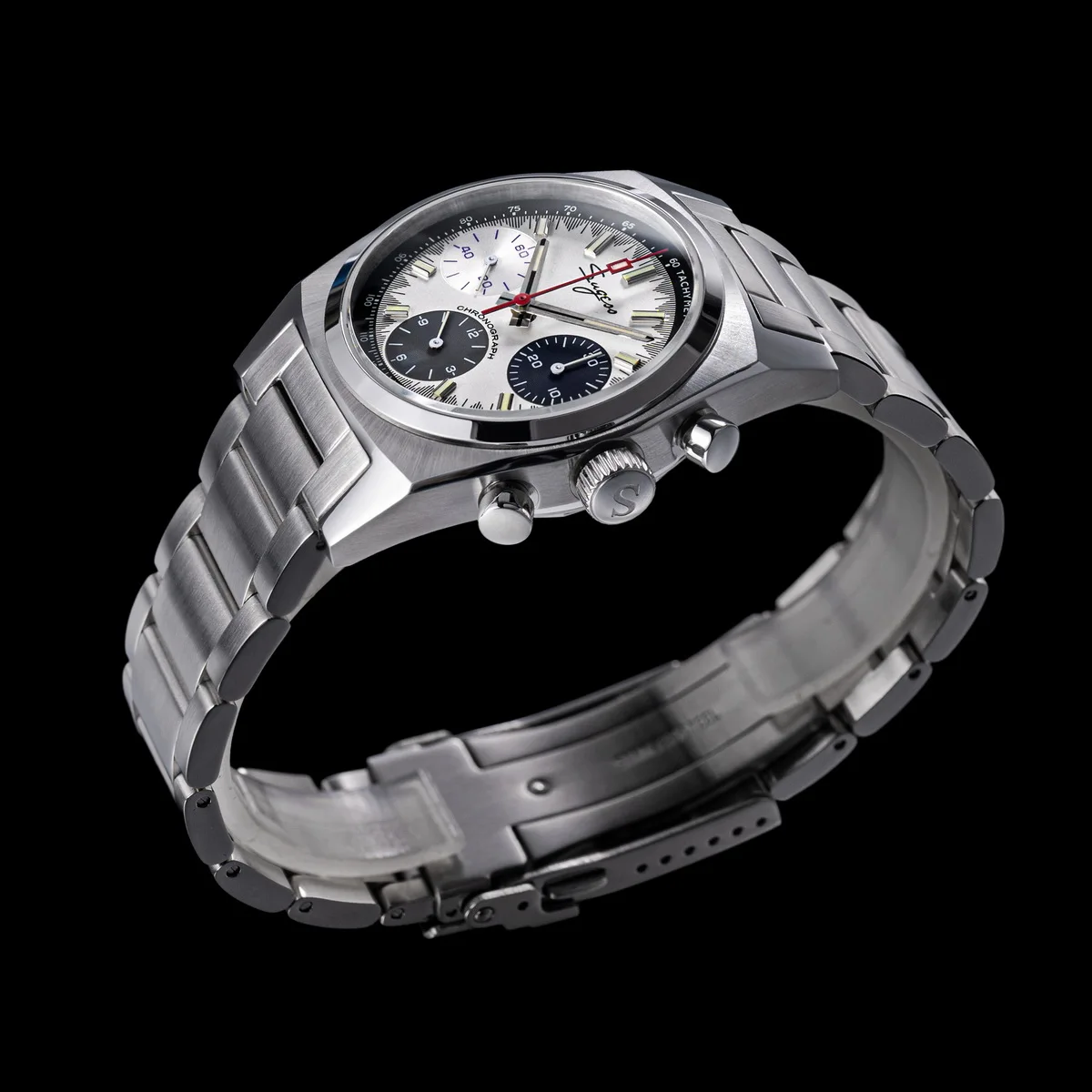 Sugess Chronograph Master Mens Watch 37mm ST1902 Swanneck Movement Mechanical Wristwatch Sapphire Crystal Waterproof S419-2 New