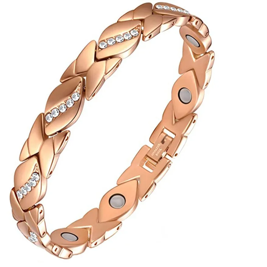 Retro Copper Color Magnetic Bracelet Men's Arthritis Pain Relief Adjustable Bio-Energy Blood Pressure Bracelet Healthy Jewelry