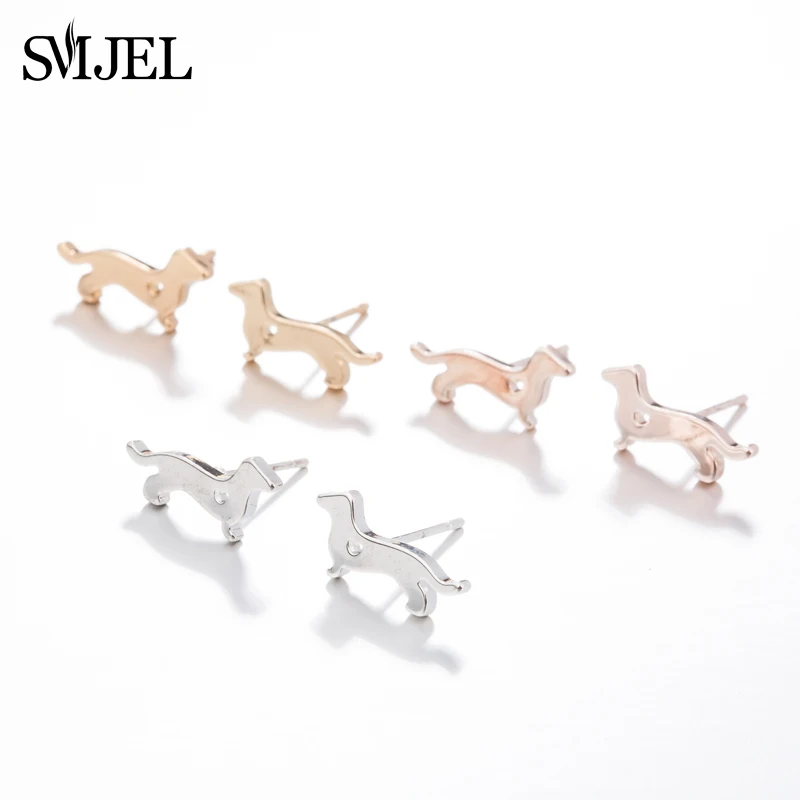 New Small Stainless Steel Earrings for Women Girls Black Animal Dog Paw Earrings Bee Cat Snake Hedgehog Piercing Jewelry Gifts