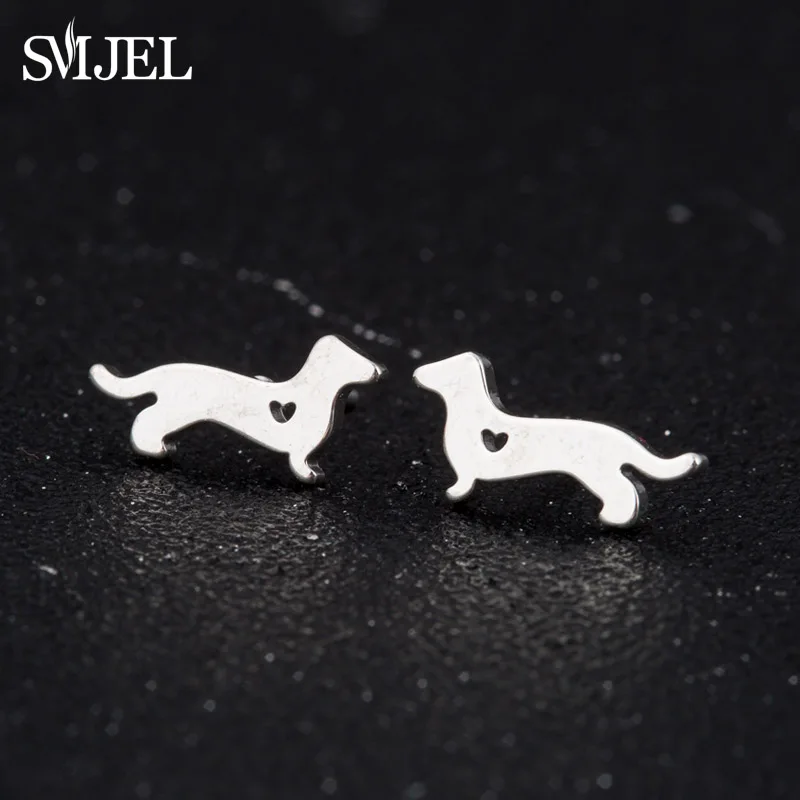 New Small Stainless Steel Earrings for Women Girls Black Animal Dog Paw Earrings Bee Cat Snake Hedgehog Piercing Jewelry Gifts