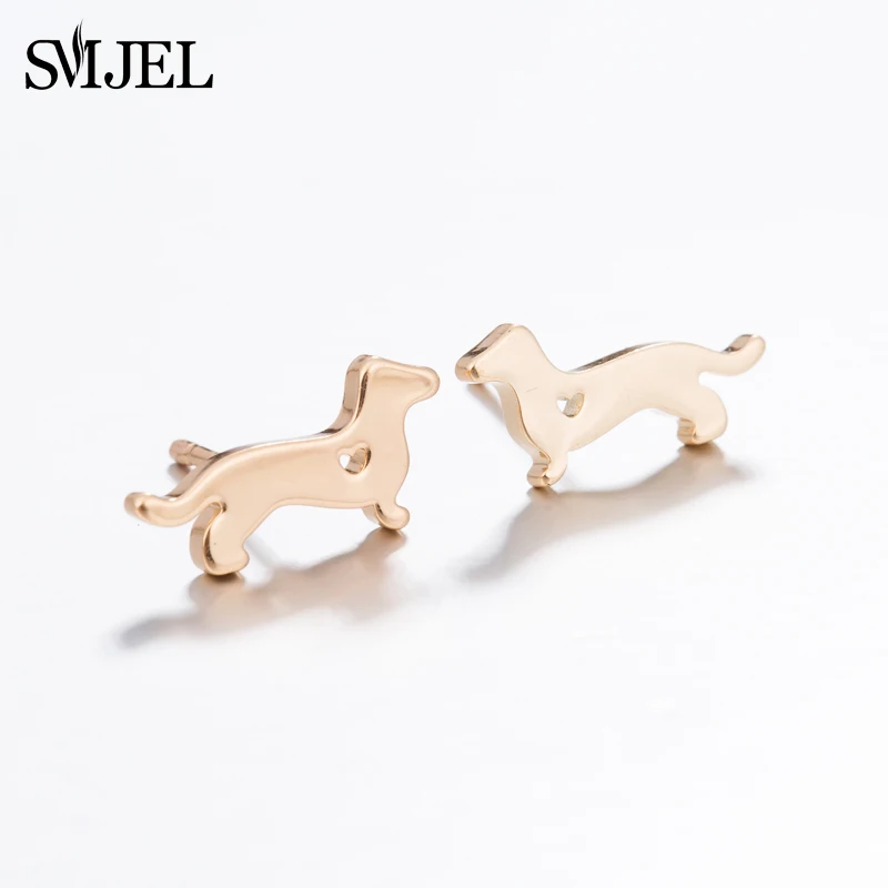 New Small Stainless Steel Earrings for Women Girls Black Animal Dog Paw Earrings Bee Cat Snake Hedgehog Piercing Jewelry Gifts
