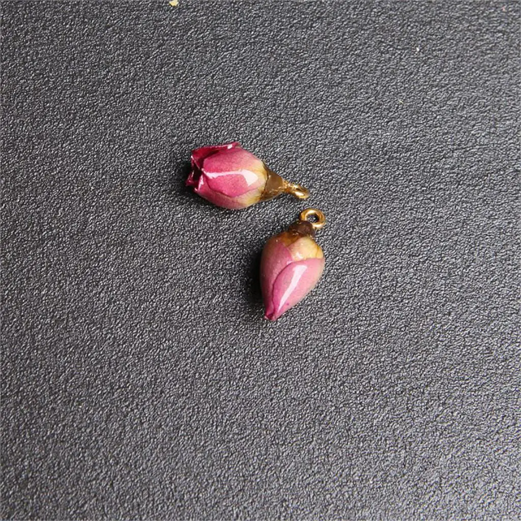 2 PCs Handmade Resin Jewelry Real Flower Charms Petaline Pendants Real Rose Petal Charm For DIY Earring Jewelry Finding Making