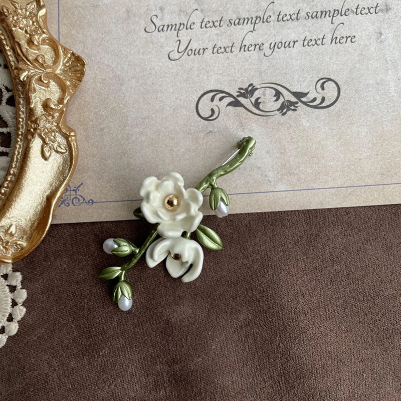 SHMIK Exquisite Women Vintage Enamel Leave Flower Brooches Pins Elegant High Quality Wedding Party Jewelry Badges Creative Pin