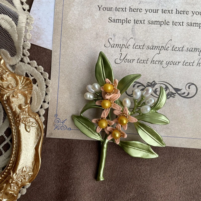 SHMIK Exquisite Women Vintage Enamel Leave Flower Brooches Pins Elegant High Quality Wedding Party Jewelry Badges Creative Pin