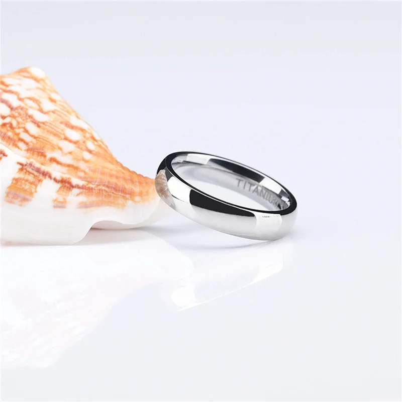 4mm Brand Silver Color Titanium Women's Rings Male Wedding Band Polished Engagement Ring Female Jewelry Never fade Size 3 -15