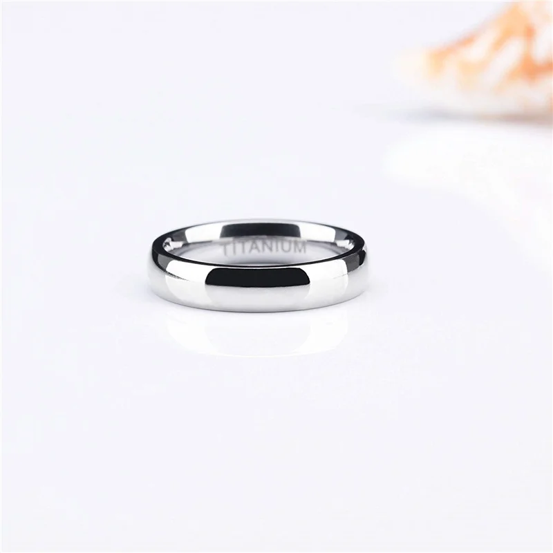 4mm Brand Silver Color Titanium Women's Rings Male Wedding Band Polished Engagement Ring Female Jewelry Never fade Size 3 -15