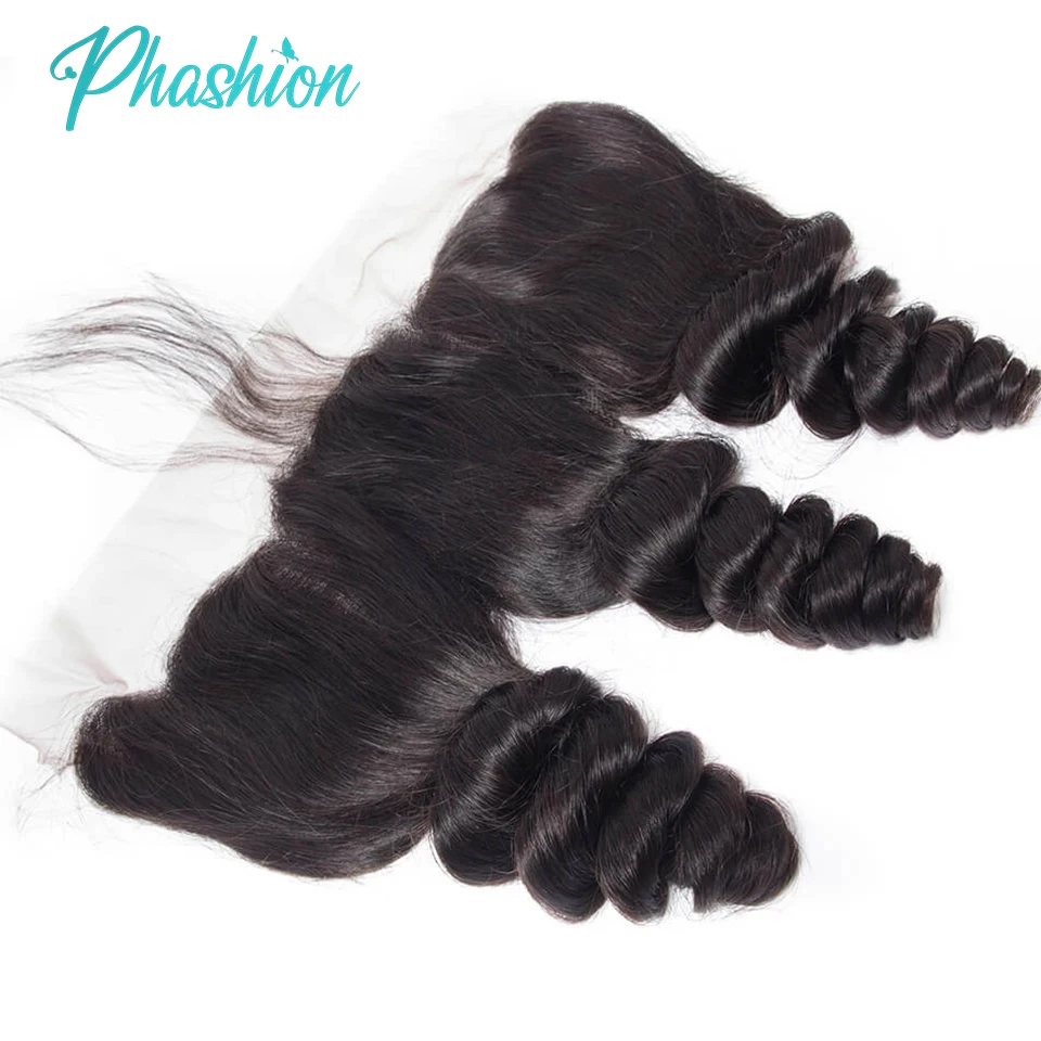 Phashion Loose Wave 13x4 Lace Frontal Only Transparent Swiss 4×4 Closure Pre Plucked Brazilian Remy Human Hair For Black Women