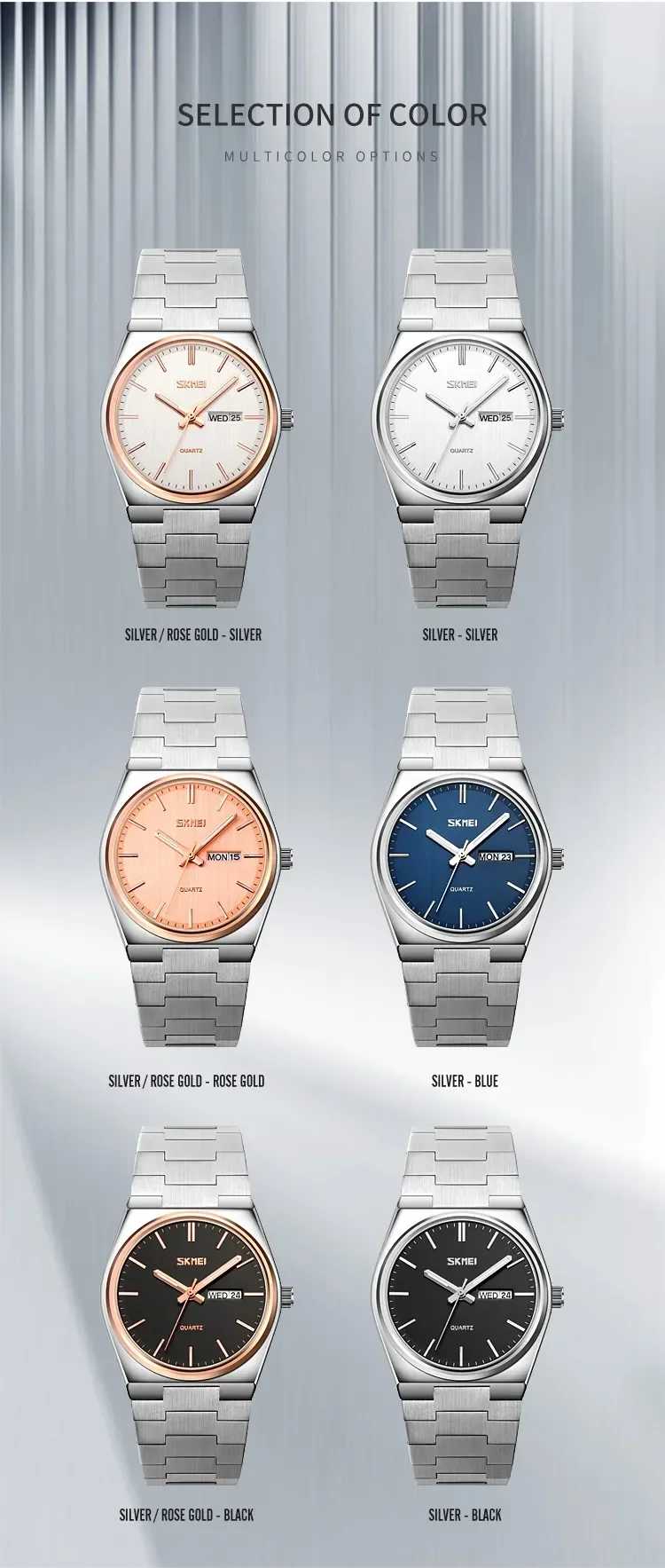SKMEI 9288 Man reloj hombre Casual Quartz Clock Male Full Steel Time Week Sports Watch Mens Waterproof Business Wristwatches