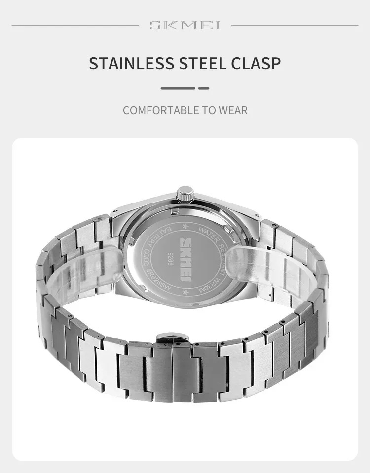 SKMEI 9288 Man reloj hombre Casual Quartz Clock Male Full Steel Time Week Sports Watch Mens Waterproof Business Wristwatches