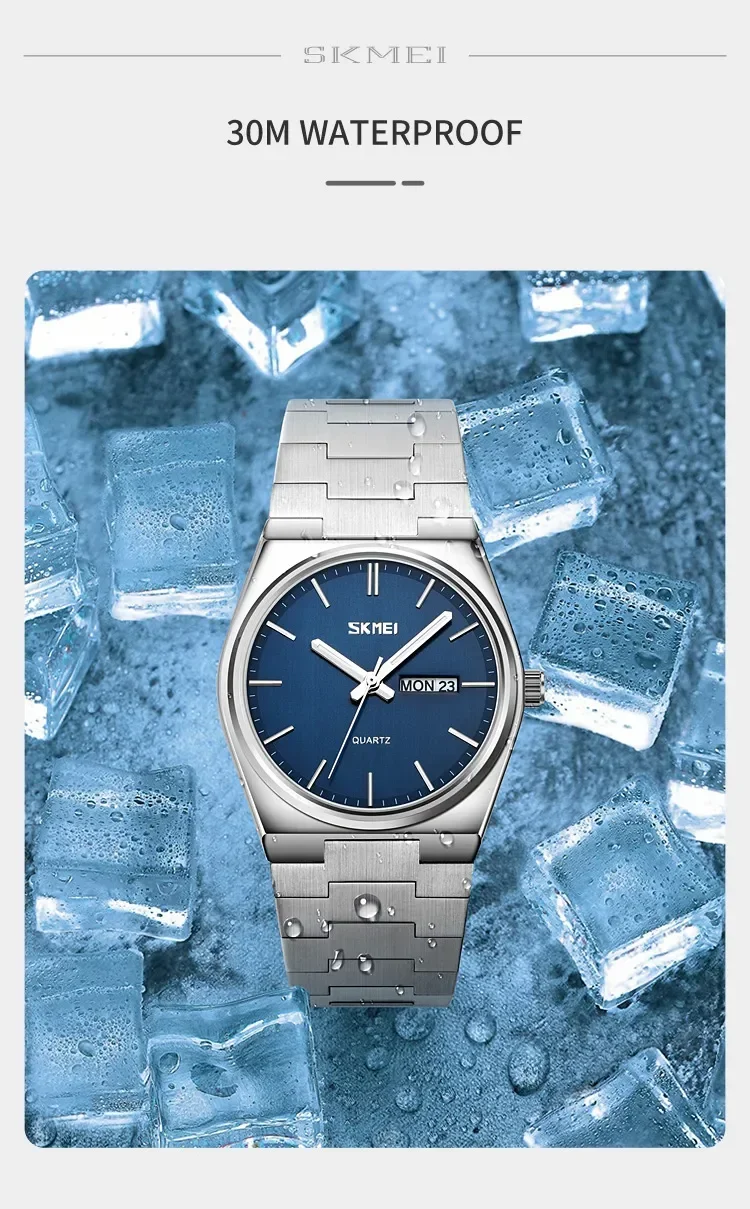 SKMEI 9288 Man reloj hombre Casual Quartz Clock Male Full Steel Time Week Sports Watch Mens Waterproof Business Wristwatches