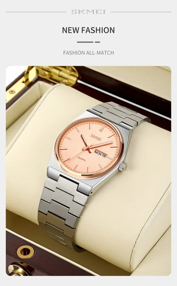 SKMEI 9288 Man reloj hombre Casual Quartz Clock Male Full Steel Time Week Sports Watch Mens Waterproof Business Wristwatches