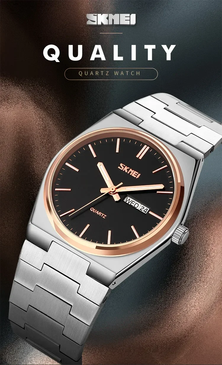 SKMEI 9288 Man reloj hombre Casual Quartz Clock Male Full Steel Time Week Sports Watch Mens Waterproof Business Wristwatches