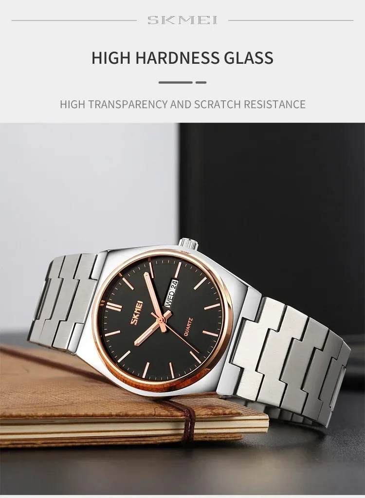 SKMEI 9288 Man reloj hombre Casual Quartz Clock Male Full Steel Time Week Sports Watch Mens Waterproof Business Wristwatches
