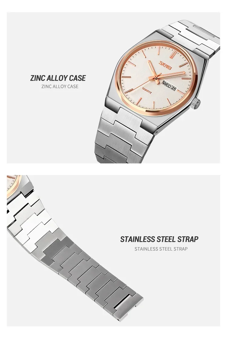SKMEI 9288 Man reloj hombre Casual Quartz Clock Male Full Steel Time Week Sports Watch Mens Waterproof Business Wristwatches