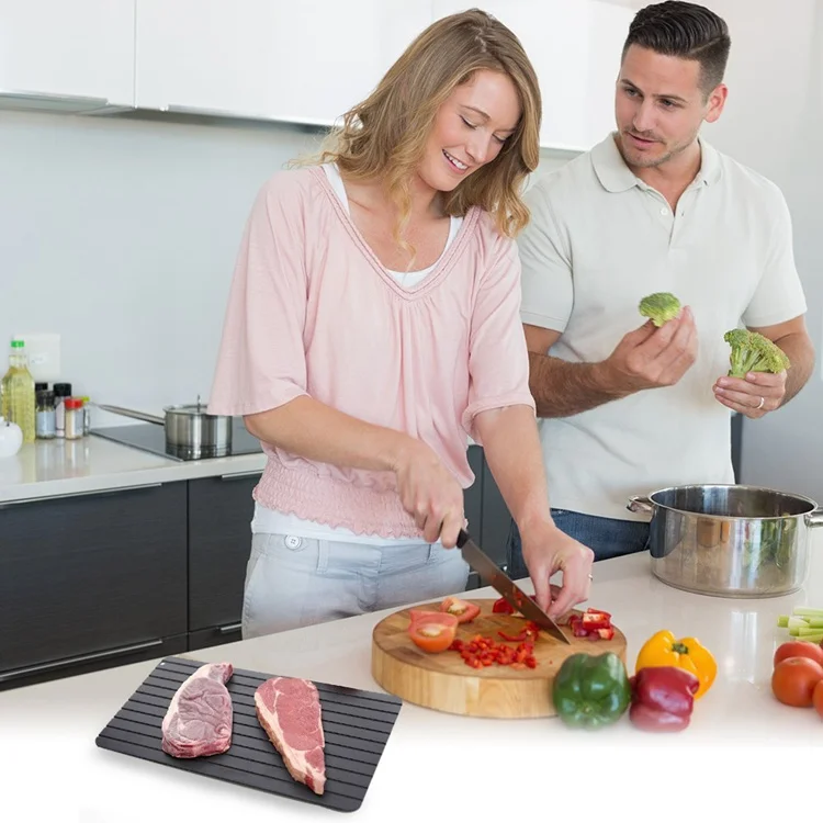 Fast Defrosting Tray Aluminium Alloy Thaw Food Defrosting Tray Frozen Meat Fish Food Tray With Brush Meat Tools