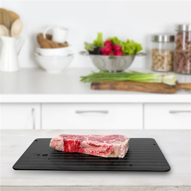 Fast Defrosting Tray Aluminium Alloy Thaw Food Defrosting Tray Frozen Meat Fish Food Tray With Brush Meat Tools