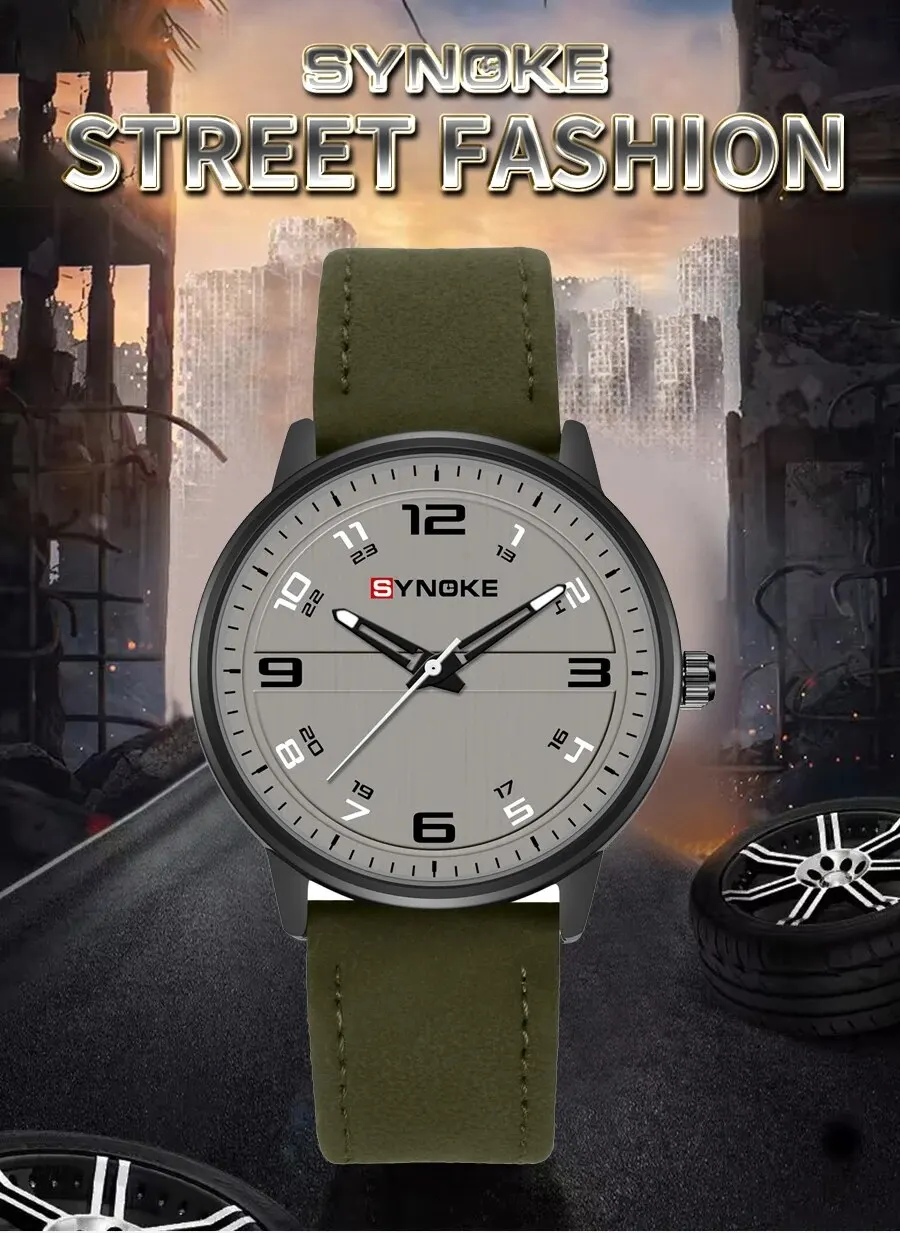 SYNOKE Men Quartz Watch Fashion Simple Business Belt Retro Watch For Men Watch Student Wristwatch Sports Non Mechanical