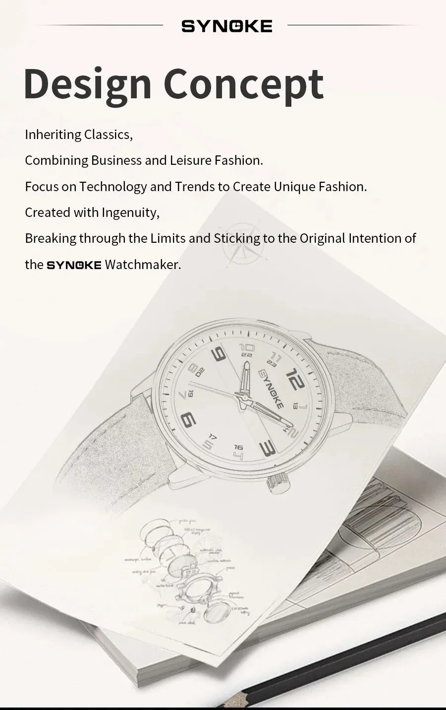 SYNOKE Men Quartz Watch Fashion Simple Business Belt Retro Watch For Men Watch Student Wristwatch Sports Non Mechanical