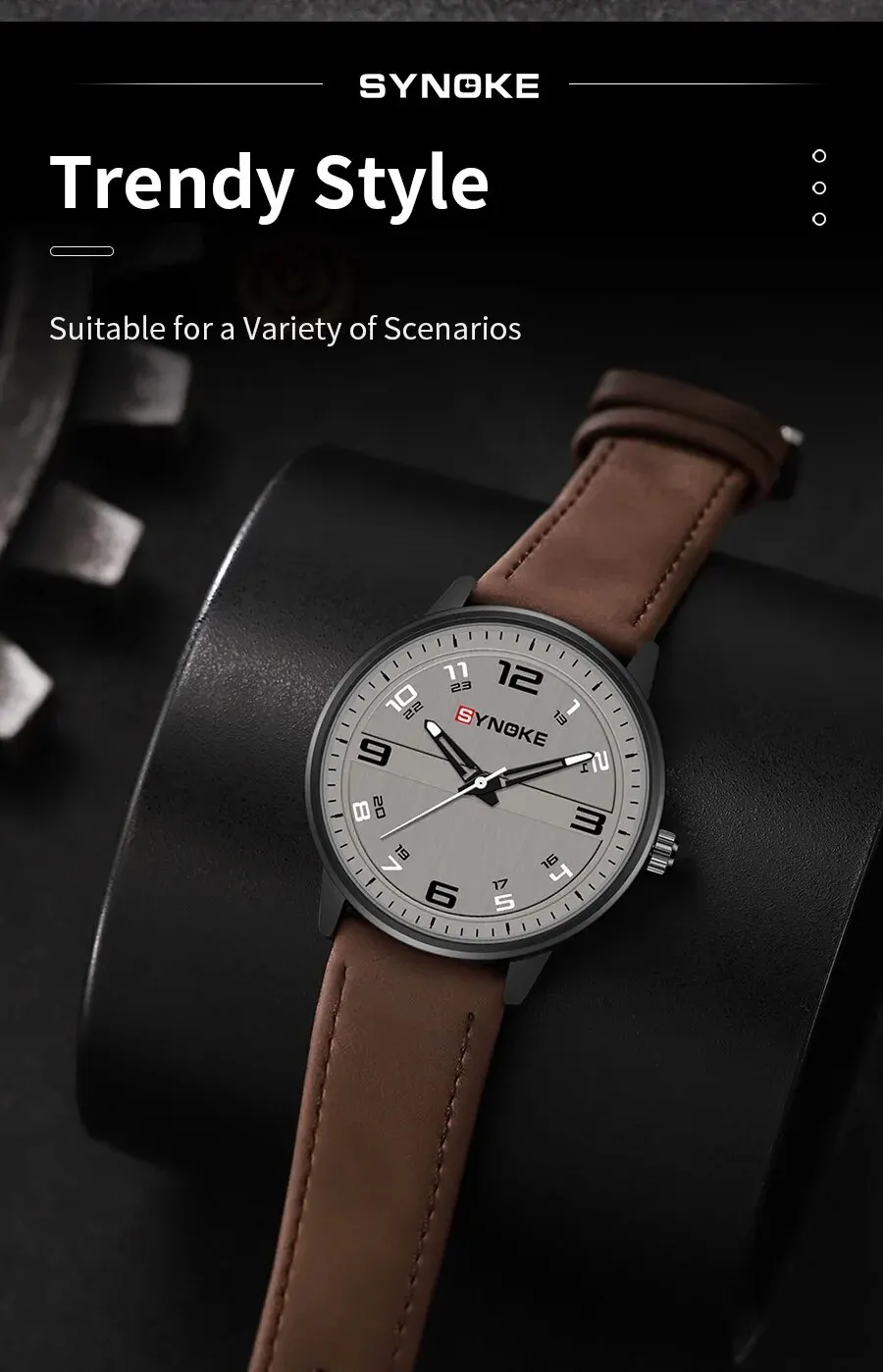 SYNOKE Men Quartz Watch Fashion Simple Business Belt Retro Watch For Men Watch Student Wristwatch Sports Non Mechanical