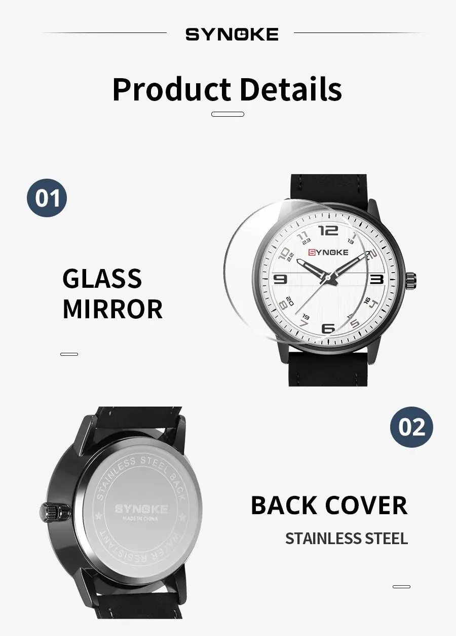 SYNOKE Men Quartz Watch Fashion Simple Business Belt Retro Watch For Men Watch Student Wristwatch Sports Non Mechanical