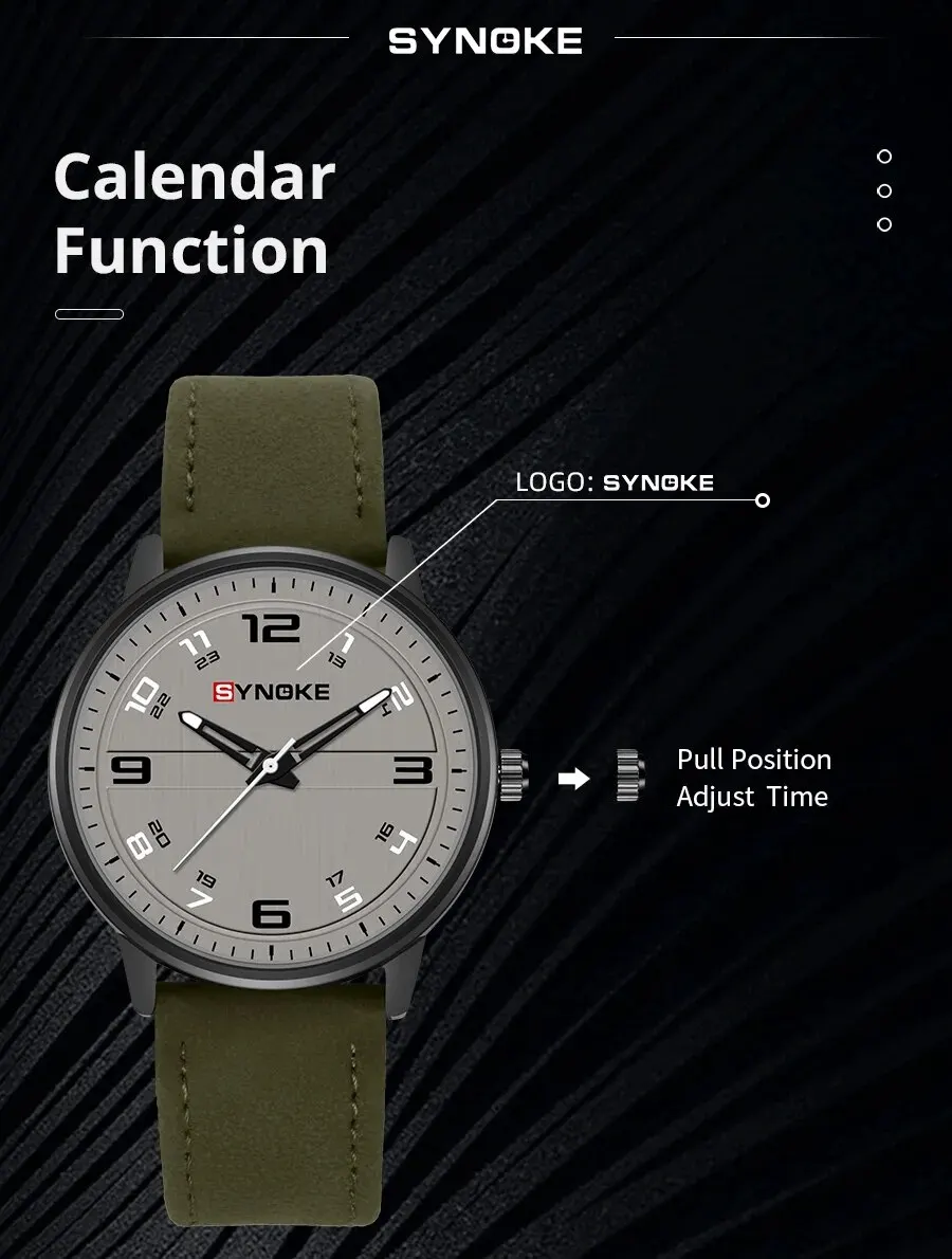 SYNOKE Men Quartz Watch Fashion Simple Business Belt Retro Watch For Men Watch Student Wristwatch Sports Non Mechanical